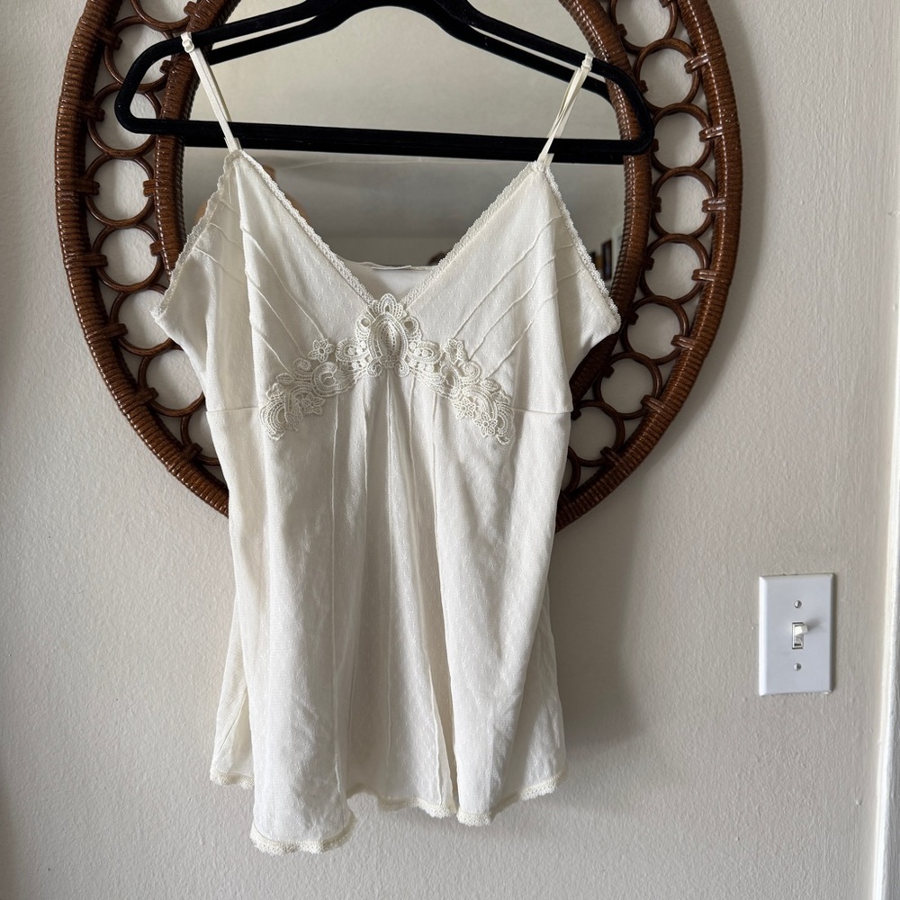 Y2K vintage cami tank top size m creamy white